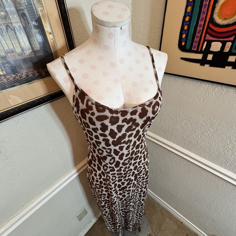 Grunge Leopard Print Mesh Maxi Dress Size Spaghetti Straps XL New With Tags - Picture 6 of 10